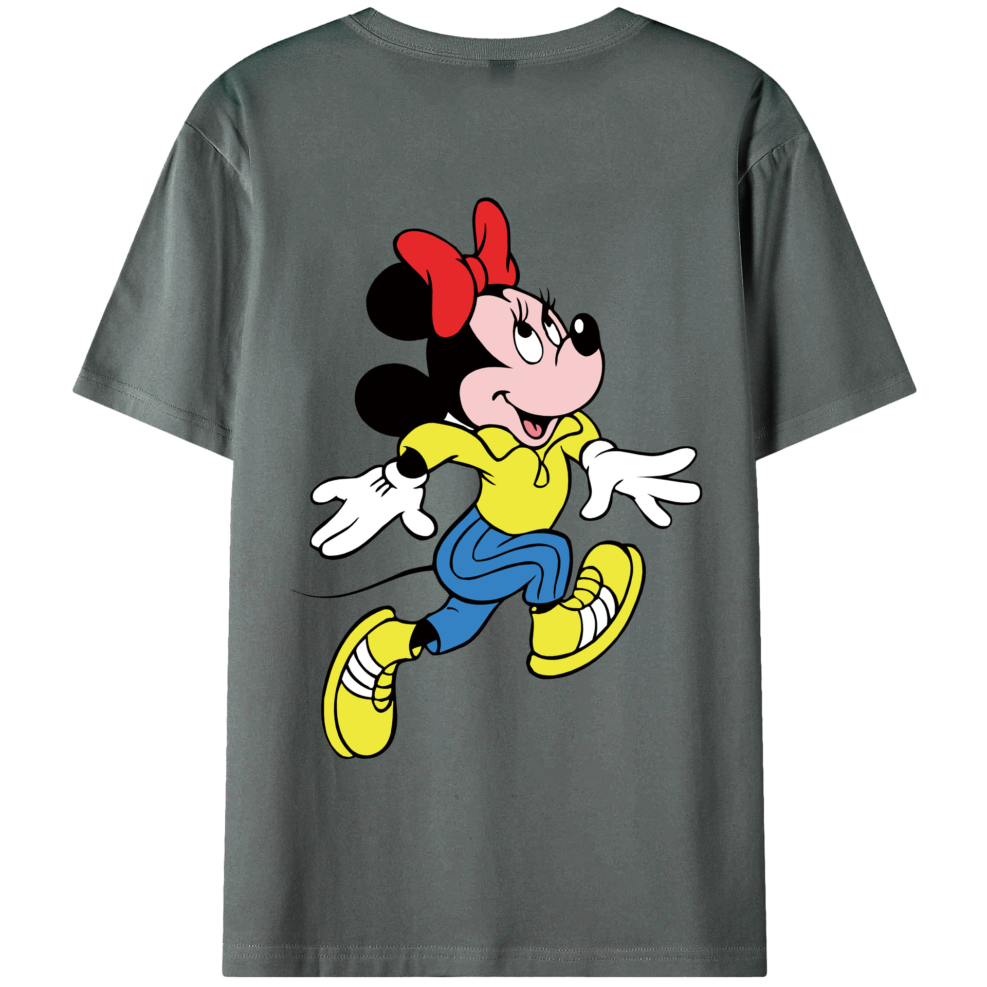 ミッキーマウス Mickey Mouse 綿100％ メンズ半袖Tシャツ（バックプリント） 通気性